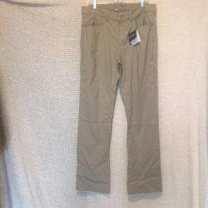 Casual khaki pants for hiking, camping, or ___.